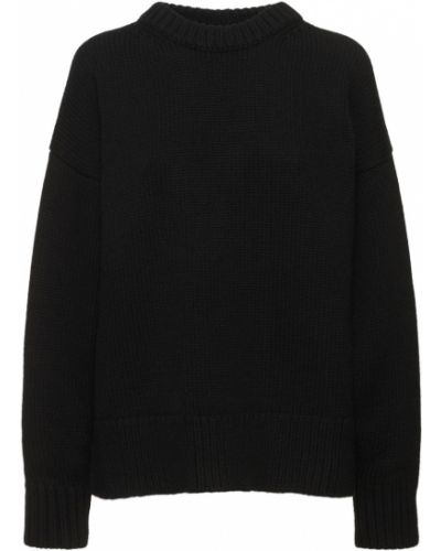 Volneni pulover iz kašmirja The Row črna