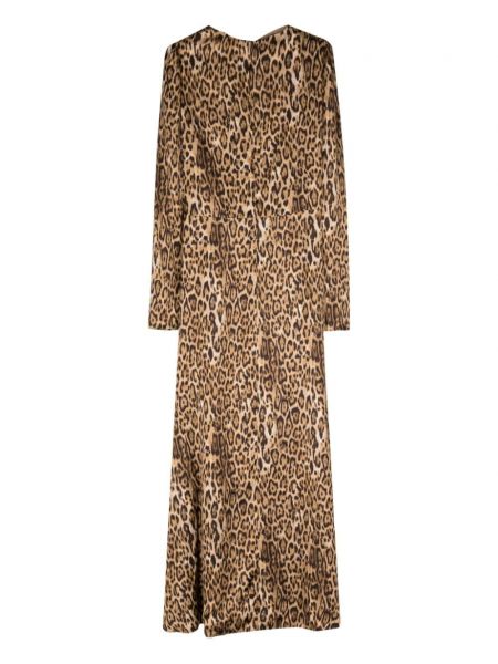Kleid mit print mit leopardenmuster mit drapierungen Costarellos braun