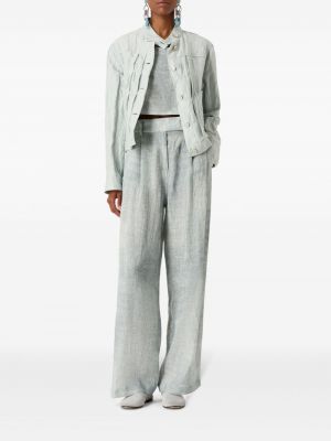 Lněné kalhoty Giorgio Armani šedé