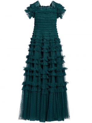 Večerné šaty s volánmi Needle & Thread zelená
