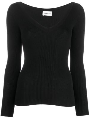 Vilnonis džemperis v formos iškirpte P.a.r.o.s.h. juoda