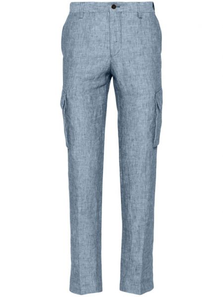 Pantalon cargo en lin avec poches Corneliani bleu