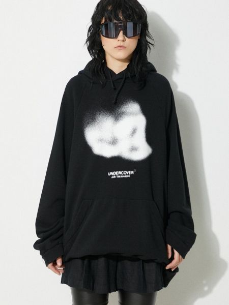 Pamučna hoodie s kapuljačom Undercover crna