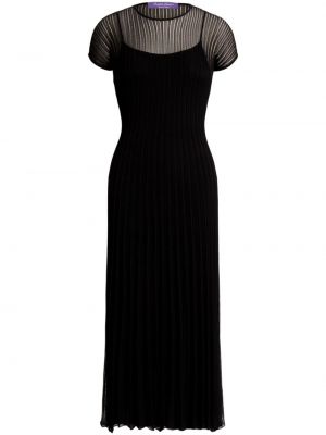 Plisirana večerna obleka Ralph Lauren Collection črna