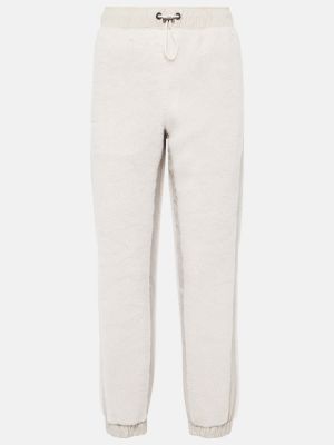 Pantaloni tuta di lana Brunello Cucinelli bianco