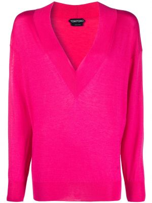 Jersey con escote v de tela jersey Tom Ford rosa