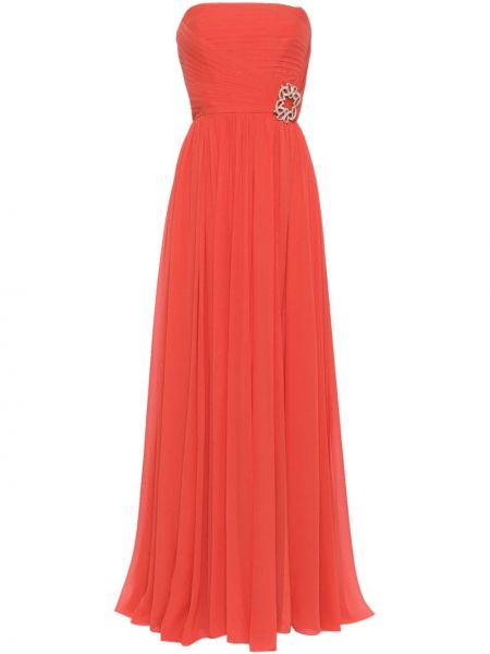 Копринена вечерна рокля с кристали Elie Saab червено