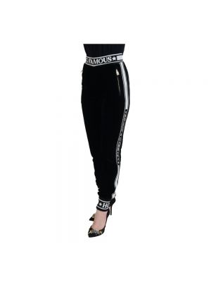 Welurowe spodnie sportowe Dolce And Gabbana czarne