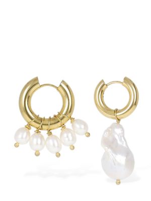 Boucles d'oreilles avec perles à boucle Timeless Pearly doré