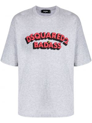 Βαμβακερή μπλούζα με σχέδιο Dsquared2 γκρι