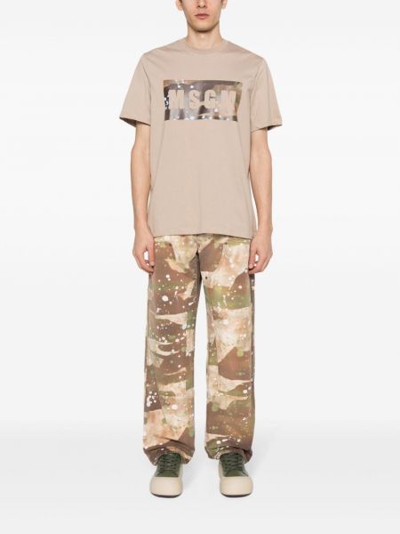 Pantalon à imprimé à imprimé camouflage Msgm marron