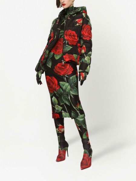 Doudoune à fleurs Dolce & Gabbana noir