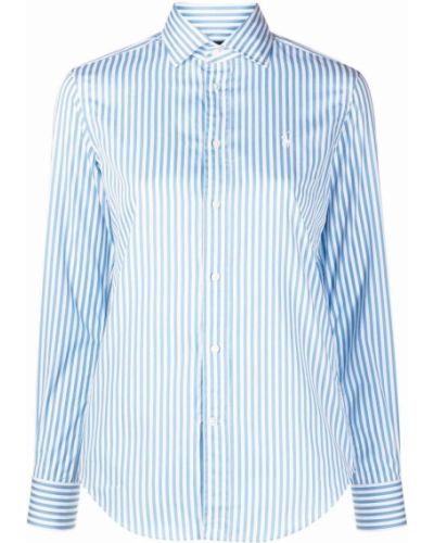 Camisa ajustada a rayas a rayas Polo Ralph Lauren azul