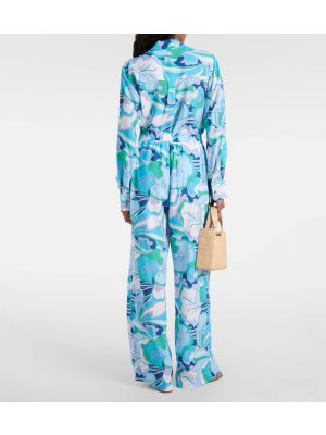 Pantaloni cu model floral cu croială lejeră Melissa Odabash albastru