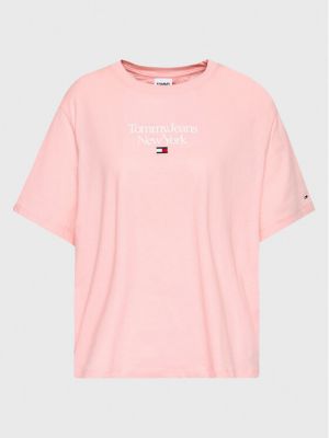 Póló Tommy Jeans Curve rózsaszín