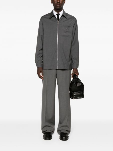 Vlněné kalhoty relaxed fit Givenchy šedé