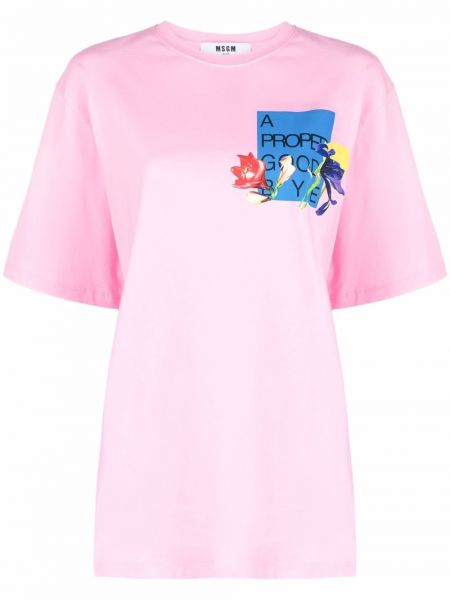 Camiseta de flores con estampado Msgm rosa