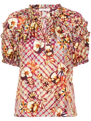 Svilena bluza s printom Ulla Johnson ljubičasta