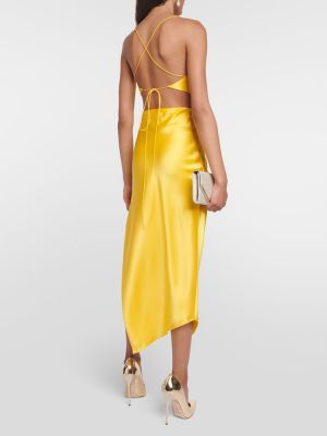 Svilena midi suknja The Sei žuta