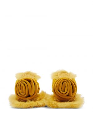 Aksamitne sandały w kwiatki Burberry żółte
