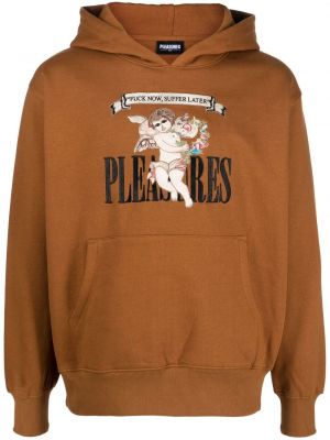 Hoodie med broderi Pleasures brun