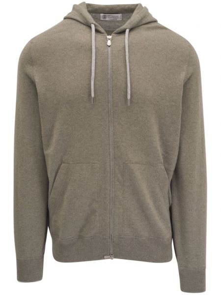 Zip kaşmir hoodie Brunello Cucinelli yeşil