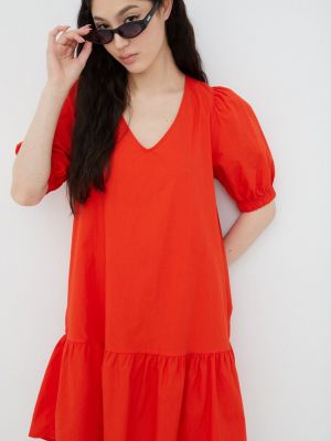 Pamučna mini haljina Vero Moda crvena