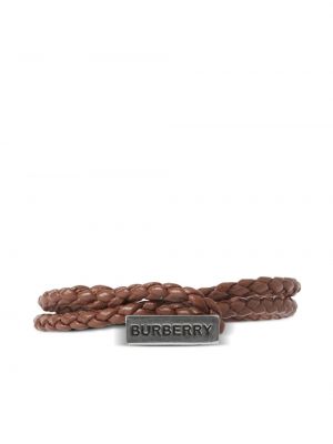 Bracelet en cuir tressé Burberry marron