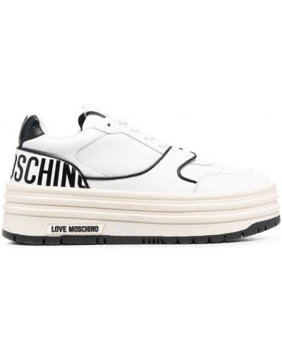 Sneakerși cu platformă cu imagine Love Moschino alb