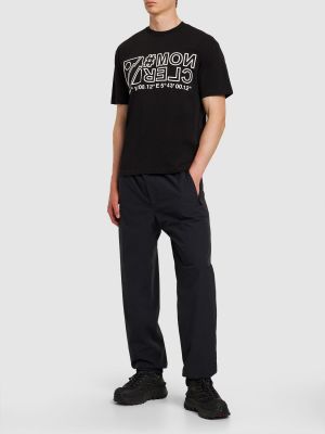 Camiseta de algodón con estampado de tela jersey Moncler Grenoble negro