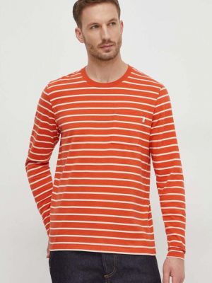Памучна тениска с дълъг ръкав с принт с дълъг ръкав Pepe Jeans оранжево