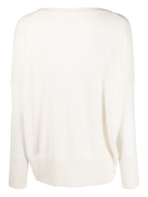 Sweter z kaszmiru z okrągłym dekoltem Majestic Filatures biały