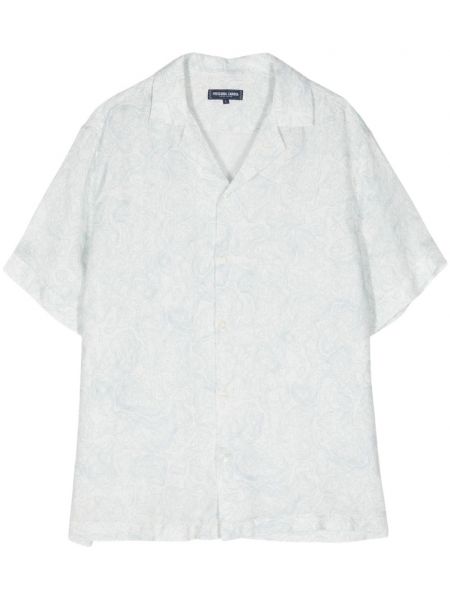 Λινό πουκάμισο με σχέδιο Frescobol Carioca λευκό