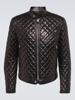 Prošivena kožna jakna Tom Ford crna