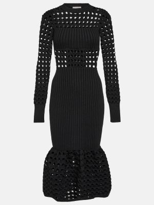 Pamučna midi haljina Alexander Mcqueen crna