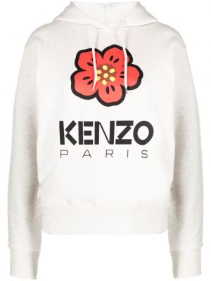 Bluza z kapturem bawełniana w kwiatki Kenzo szara