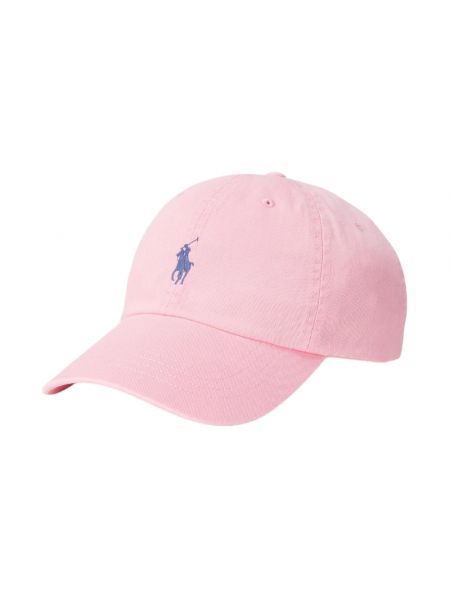 Haftowana czapka z daszkiem bawełniana Ralph Lauren różowa