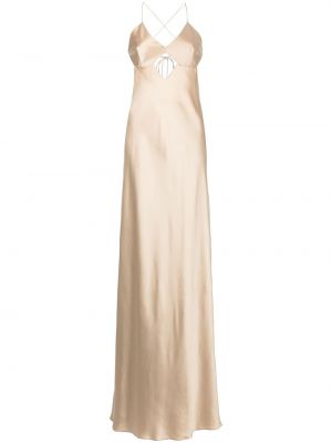 Μεταξωτή βραδινό φόρεμα Michelle Mason χρυσό