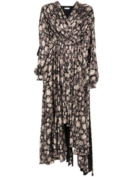 Φλοράλ μίντι φόρεμα ζακάρ Balenciaga
