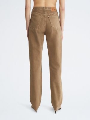 Прямые джинсы с высокой талией Calvin Klein коричневые