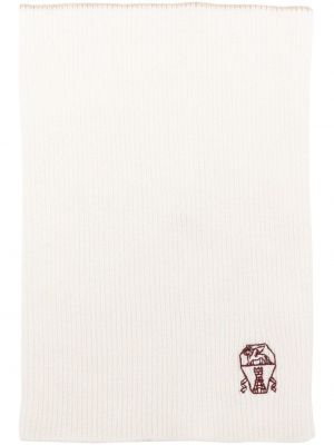 Кашмирен шал бродиран Brunello Cucinelli бяло
