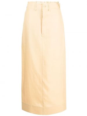Lněné sukně s knoflíky s vysokým pasem na zip Jacquemus - žlutá