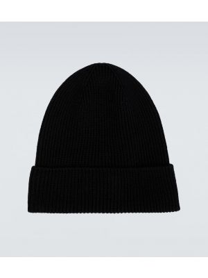 Pletená vlnená čiapka Moncler čierna