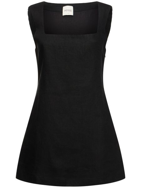 Mini vestido de lino Posse negro
