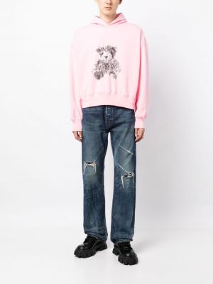 Kokvilnas kapučdžemperis ar apdruku We11done rozā