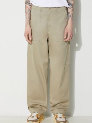 Jednobarevné bavlněné kalhoty Universal Works béžové