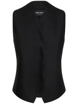 Gilet di lana di flanella Giorgio Armani nero