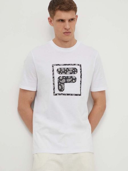 Koszulka bawełniana z nadrukiem Fila biała