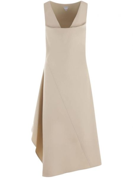 Sukienka midi asymetryczna Bottega Veneta beżowa