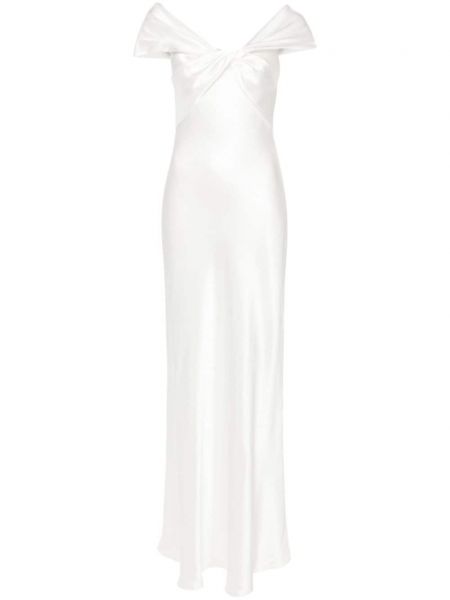 Satynowa sukienka koktajlowa Alberta Ferretti biała